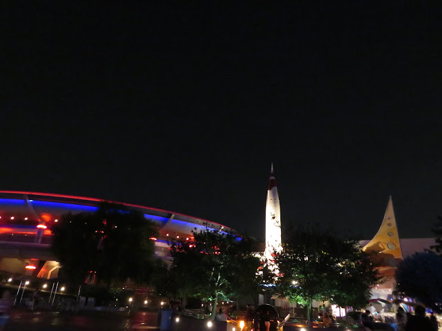 Disneyland Moonliner Rocket At Night Tomorrowland