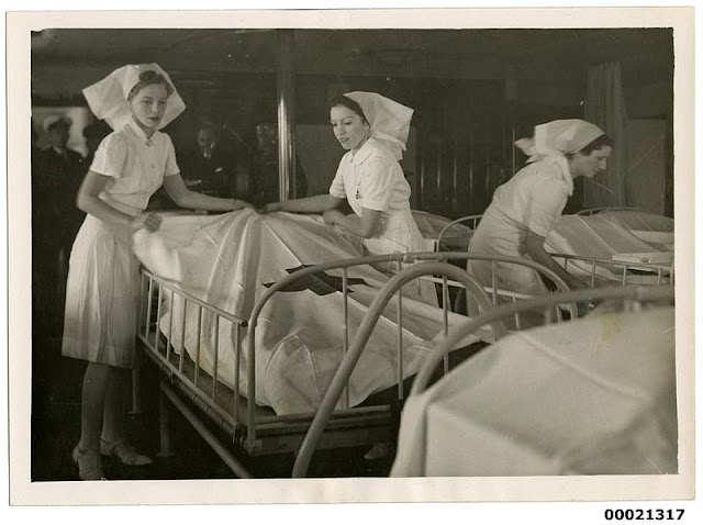 Nurses aboard hospital ship TSS Oranje II 28 June 1941 worldwartwo.filminspector.com