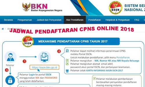 Gambar untuk Simak Jadwal Pendaftaran CPNS Online Tahun 2018 SSCN BKN Dan Panselnas Menpan