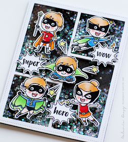 Sunny Studio Stamps: Super Duper Comic Strip Speech Bubble Dies Super Hero Themed Cards by Melania Deasy