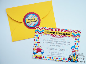 convite artesanal envelope aniversário 1 aninho circo menino