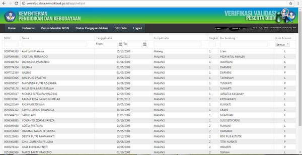 Verval Peserta Didik untuk Cek NISN