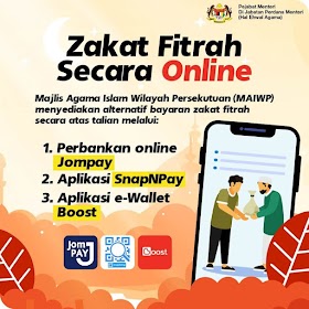 Cara bayar zakat fitrah online yang mudah di hujung jari jer