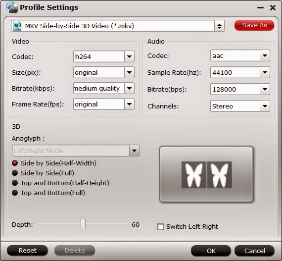 3d sbs mkv video settings