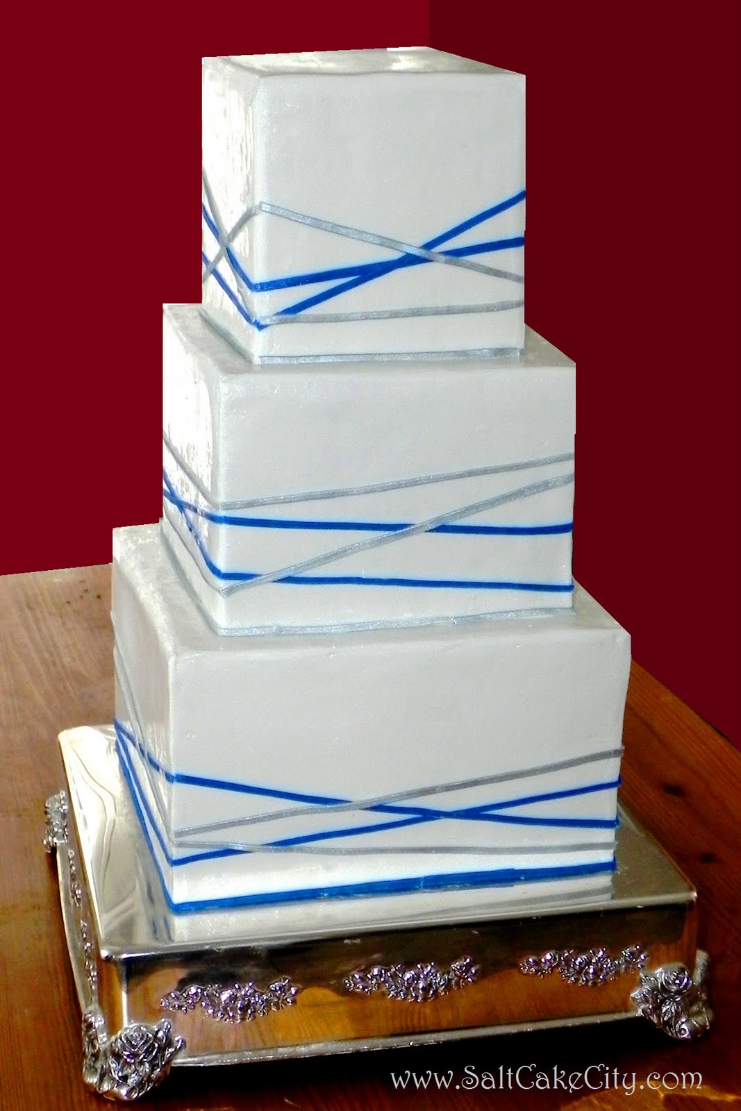 Blue & Silver Stripes Cake