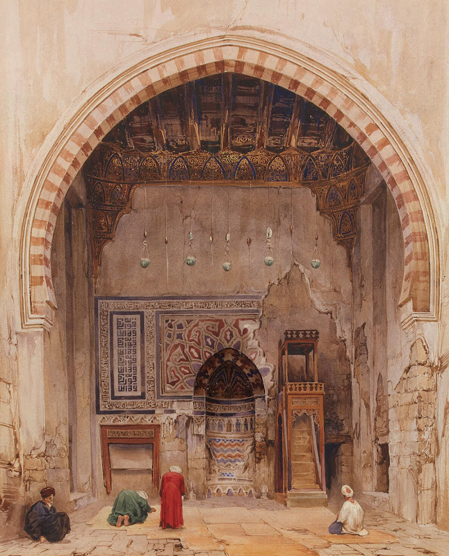 Interior View of a Mosque in Cairo by Charles Pierron - Architecture, Interiors Drawings from Hermitage Museum