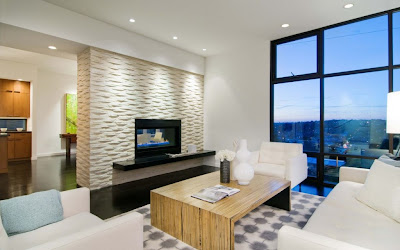 2013 Contemporary Luxury Living Room with Fireplace