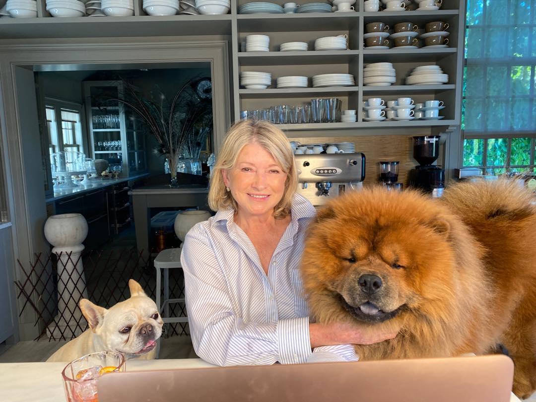 Martha Stewart and her dogs Creme brûlée and emperor Han