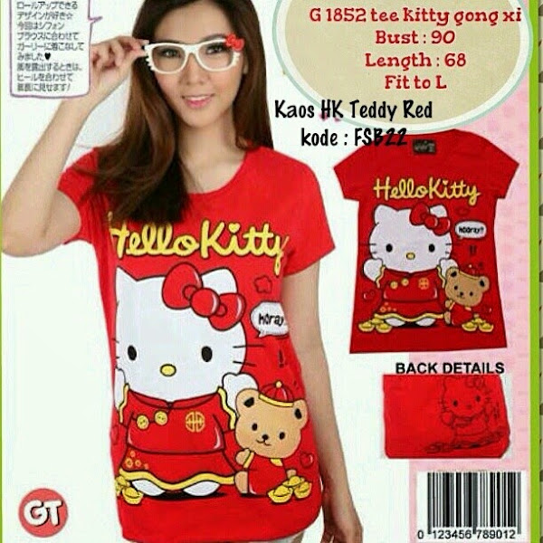 Supplier Kaos Hello Kitty Murah Grosir Ecer Teddy Red