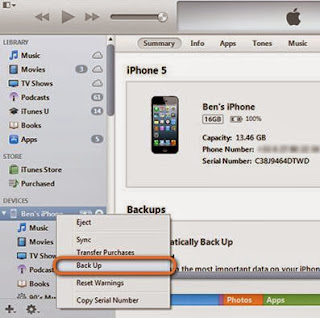 backup iphone data with iTunes