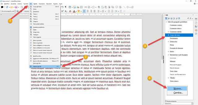 aggiungere stile a libreoffice