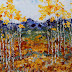         "Fall Symphony" Original Palette Knife Aspen Landscape Painting by Colorado Impressionist Judith Babcock