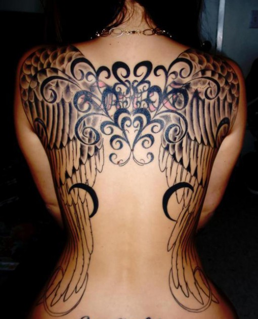 wing tattoos on back for girls. expression usually made on their back. These Wings Tattoo