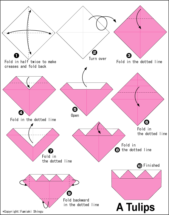 Tulips2 - Easy Origami instructions For Kids