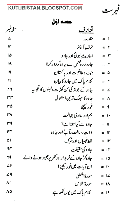 Index of Al Jabat Wa Taghot Jadu Aur Shaitan