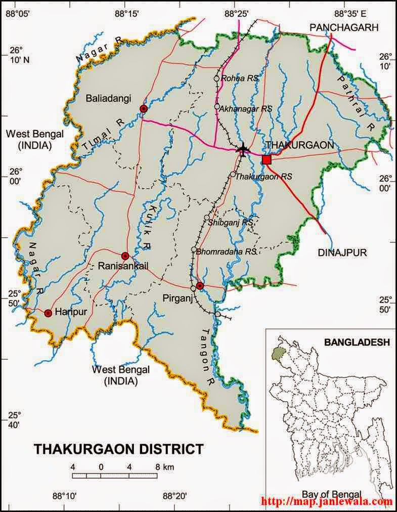 thakurgaon zila map of bangladesh