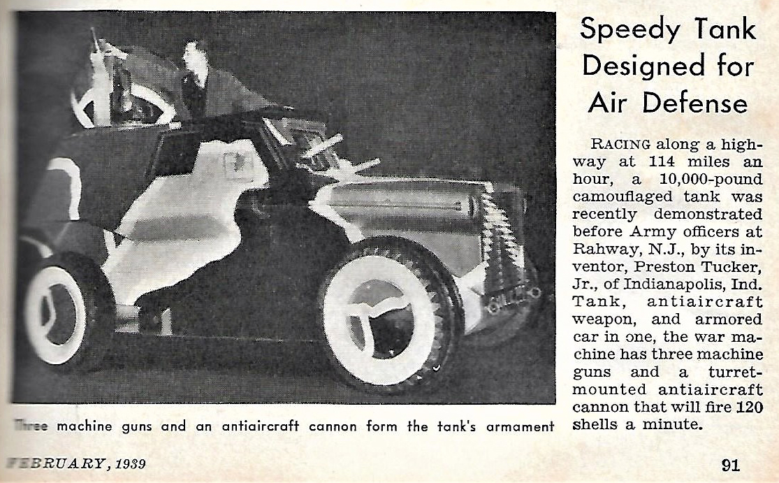 Just A Car Guy: an armored vehicle invented by Preston Tucker, in the 1939  Popular Science magazine  thank you Terry!