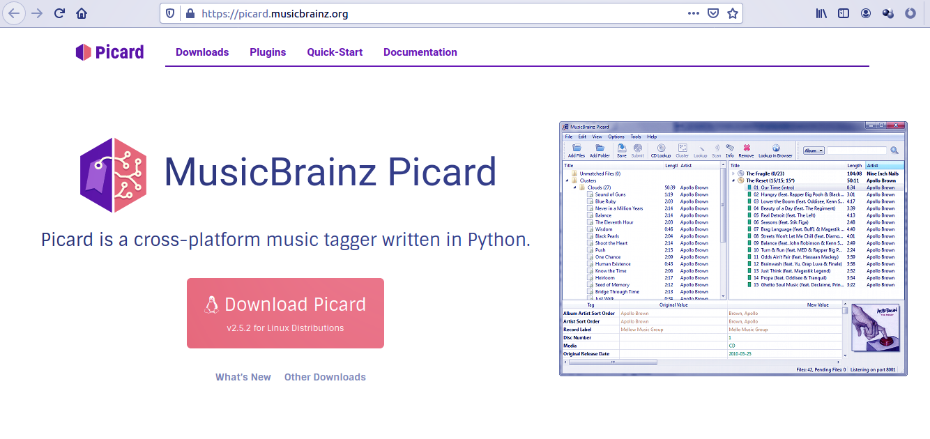 MusicBrainz Picard home page