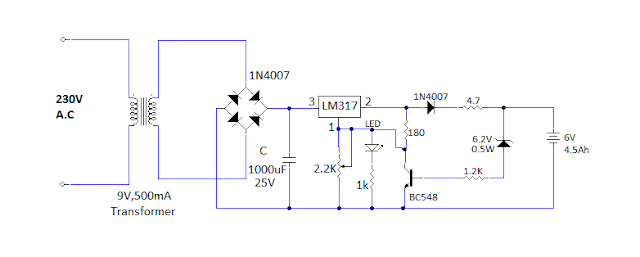 Battery Charger with Protection Circuit Diagram