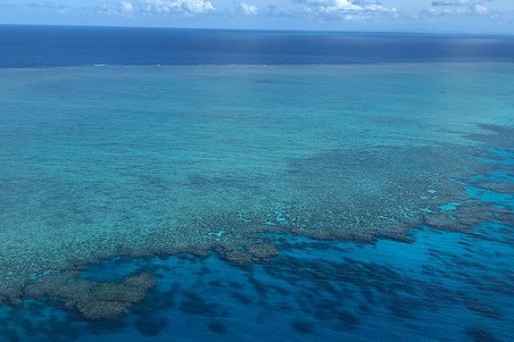 great barrier reef from helicopter