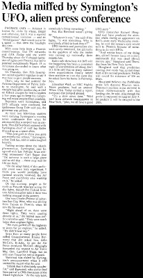 Media Miffed By Symington's UFO, ALien Press Conference - Casa Grande Dispatch (Main Text) 6-2-1997