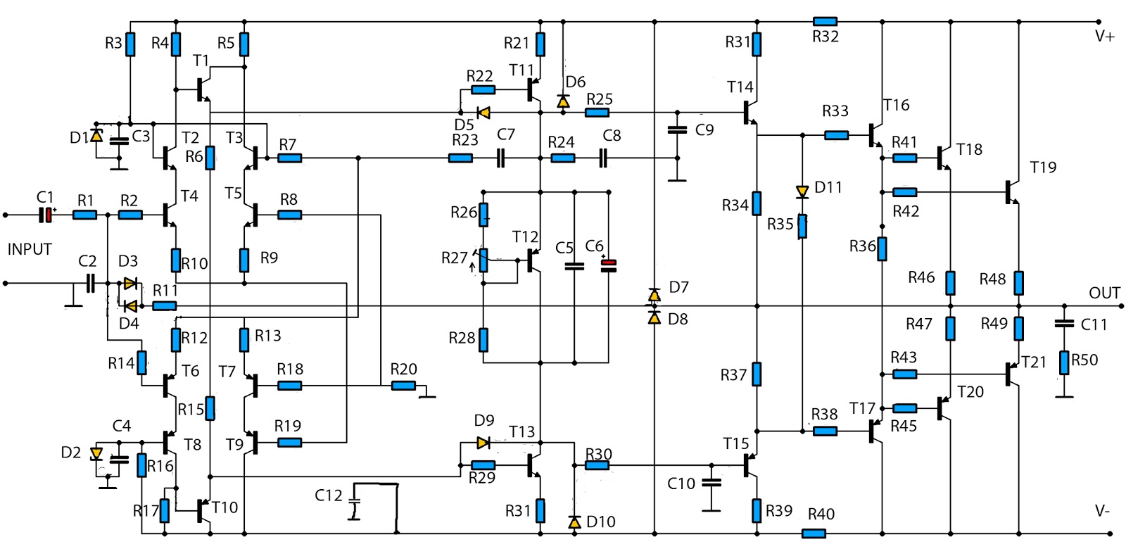 Dj Amplifier Circuit Diagram - 2800w High Power Audio Amplifier Circuit Diagram - Dj Amplifier Circuit Diagram