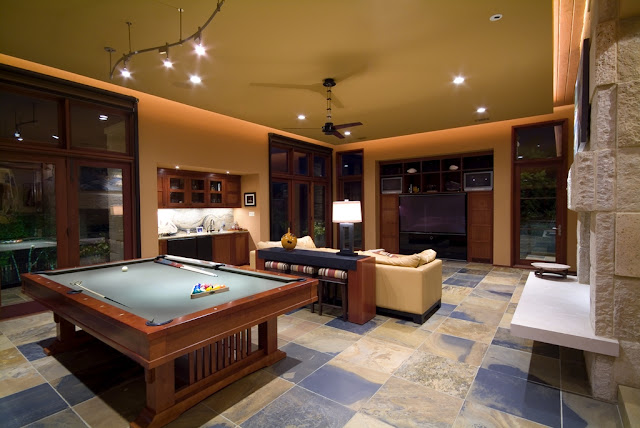 Picture of luxury game room at night