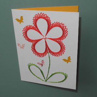 carte en fil tendu motif fleur