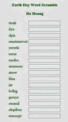 Earth Day Word Scramble 2