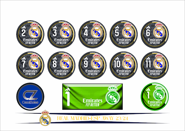 REAL MADRID-ESP AWAY 23/24 CAMIZOLAS ESCUDO PARA BOTÃO GULIVER ARTE PARA BOTÃO PLAAR ESCUDINHOS BOLAGOL ALGAZARRA FABIANA ESTRELA TIMES DE BOTÃO TIMES FUTEMESA