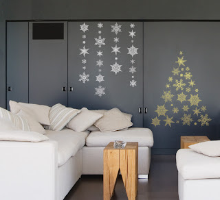 white sofa set and stars New Year decoration