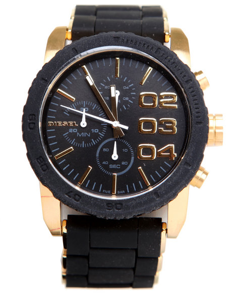 Diesel Women Franchise 42mm Face Black & Gold Silicone Link Watch