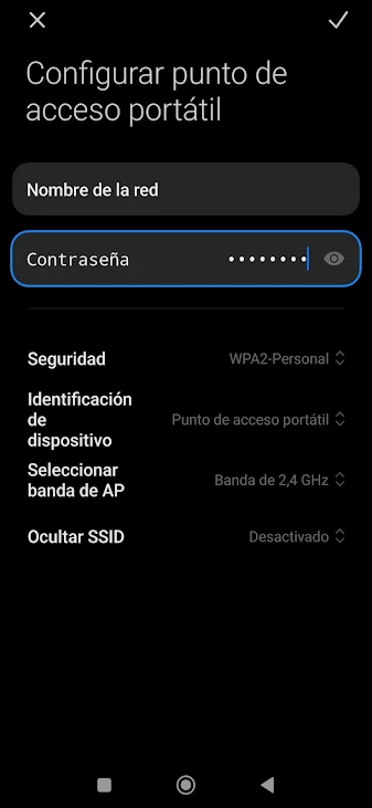 Configuración punto de acceso