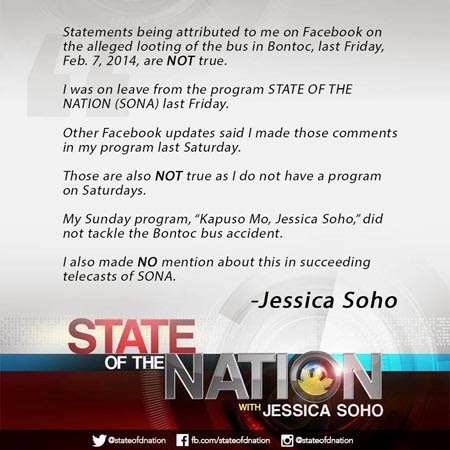 Jessica Soho statement