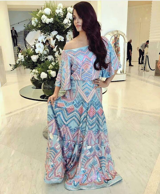 Aishwarya Rai Looks Gorgeous in an aqua blue off-shoulder dress at Cannes Film Festival 2018