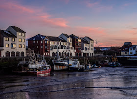 Photo of sunset at Maryport Harbour at low tide