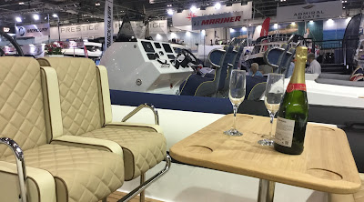 Pic on Champagne and glasses on boat at London Boat Show 2017