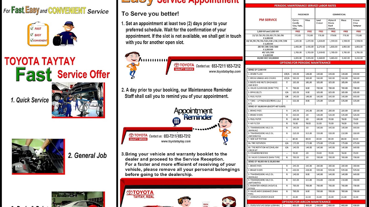 Car Maintenance Price List