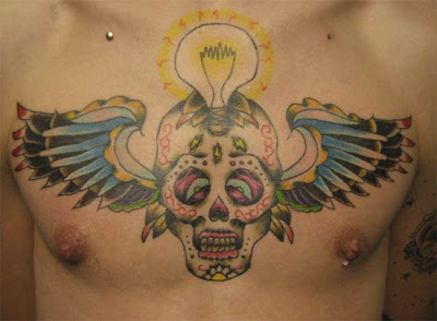 Skull Tattoo With Wings - Male Tattoo