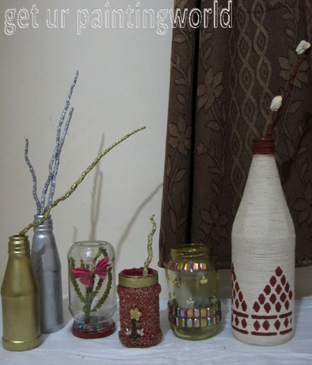 Get Reuse paintingworld: Old Bottles Glass look bottles  Decor Jars ur metallic & glass Home painting For