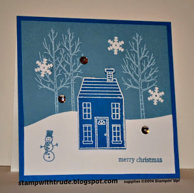 Holiday Home White Christmas Stampin' Up! Christmas card by Trude Thoman http://stampwithtrude.blogspot.com