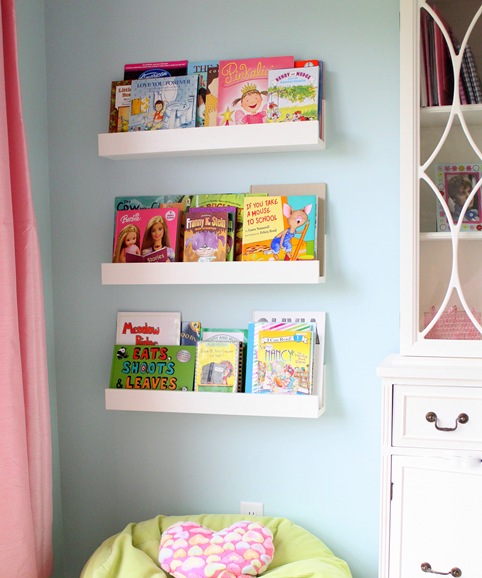 front facing bookshelves