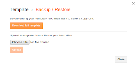 Template Backup/Restore dialog box