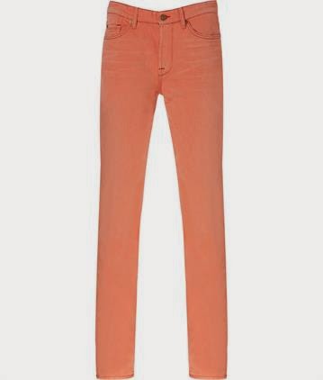 Stylish Statement in bright melon slim jeans  