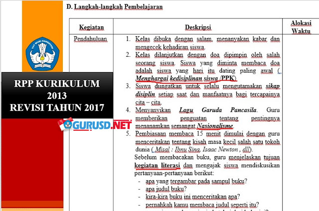 RPP Kurikulum 2013 Revisi Tahun 2017 Integrasi PPK,GLS dan 