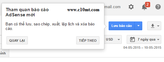 sao lưu sao chép xuất lịch xóa báo cáo google adsense