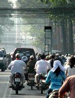 You need to understand that someone is carrying this ladder on their motor bike...