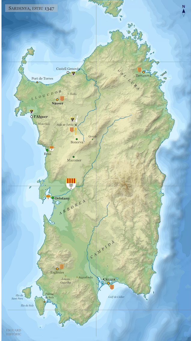 Mapa Sardenya medieval estiu 1347