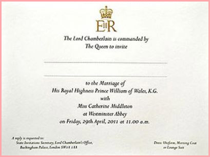 prince william wedding invitation card. prince william wedding