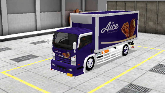 livery mod truck isuzu nmr71 box bussid aice ungu